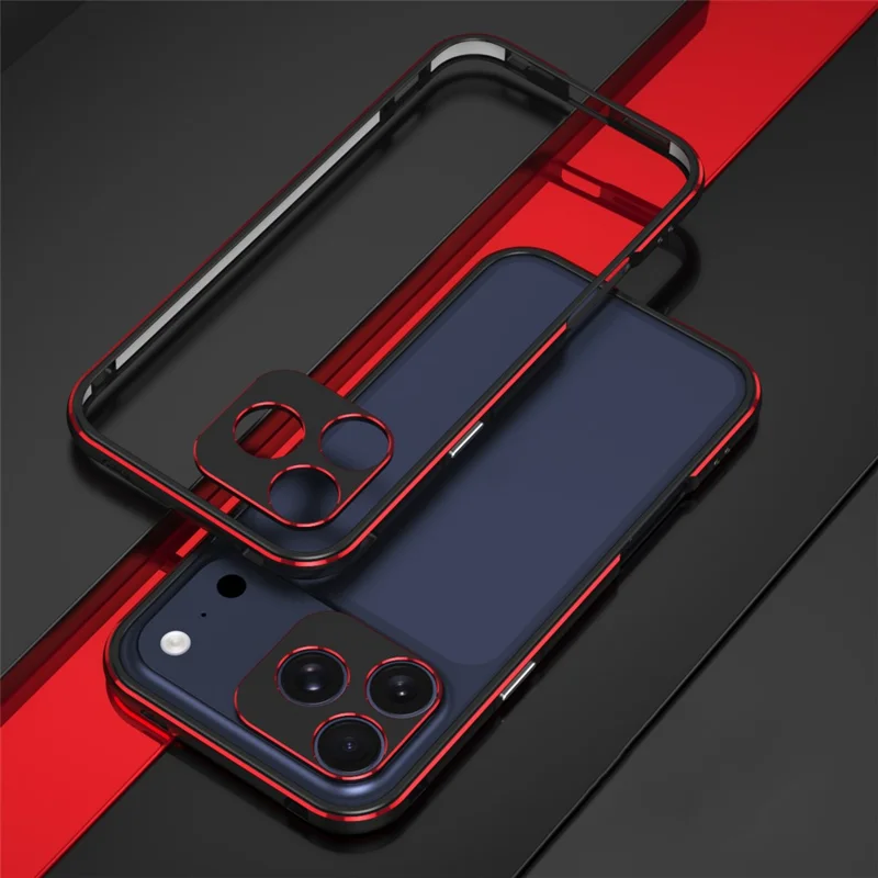 For iPhone 17 Pro Bumper Case No-Back Phone Frame Cover with Lens Protection - Black / Red