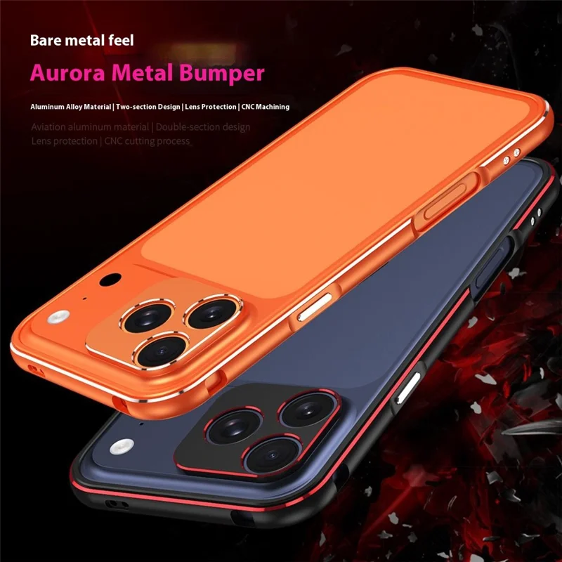 For iPhone 17 Pro Bumper Case No-Back Phone Frame Cover with Lens Protection - Black / Red