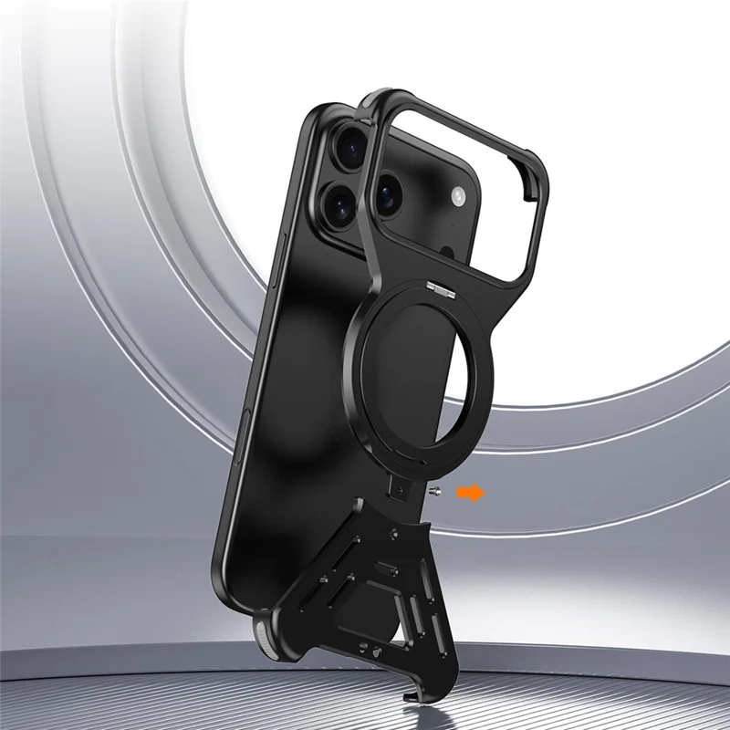 For iPhone 17 Pro Bumper Case Compatible with MagSafe Rotating Kickstand Metal Phone Cover - Grey