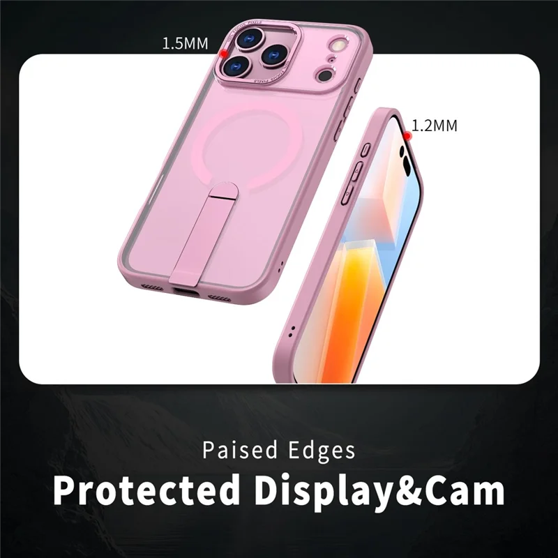 For iPhone 17 Pro Case Compatible with MagSafe Kickstand TPU + Acrylic Phone Cover - Pink