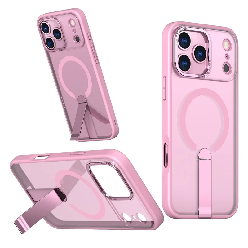 For iPhone 17 Pro Max Case Compatible with MagSafe Kickstand TPU + Acrylic Phone Cover - Pink