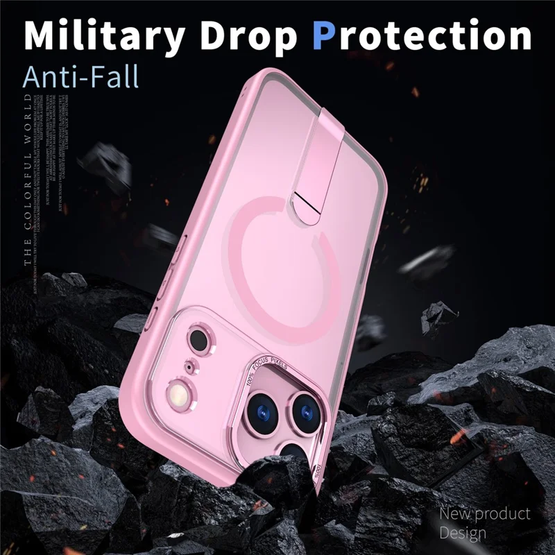 For iPhone 17 Pro Max Case Compatible with MagSafe Kickstand TPU + Acrylic Phone Cover - Pink