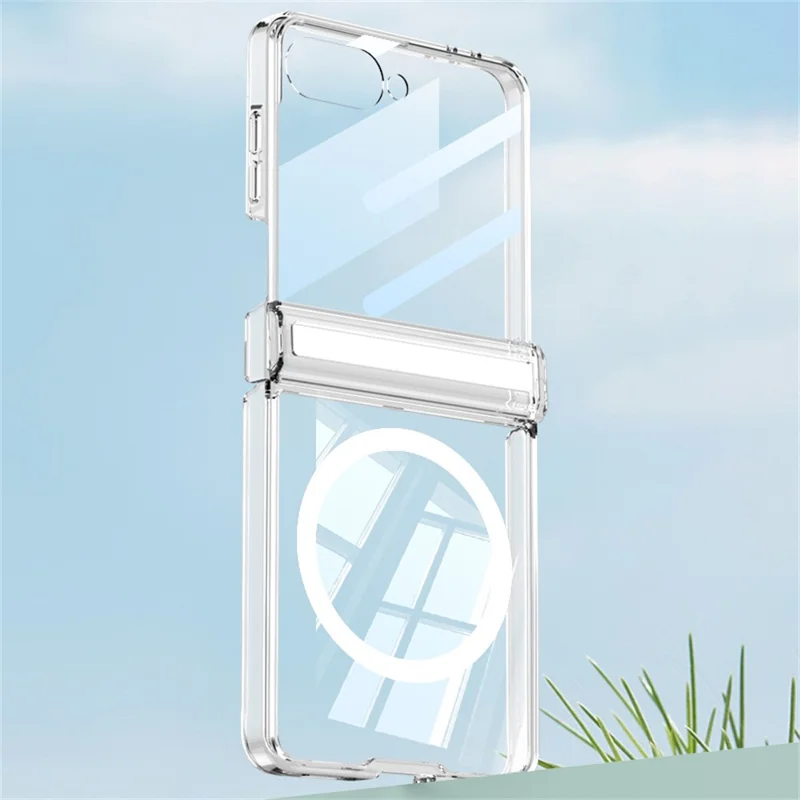 GKK For Samsung Galaxy Z Flip7 5G Case Compatible with MagSafe Airbag Hard PC Phone Cover with Tempered Glass Film - Transparent