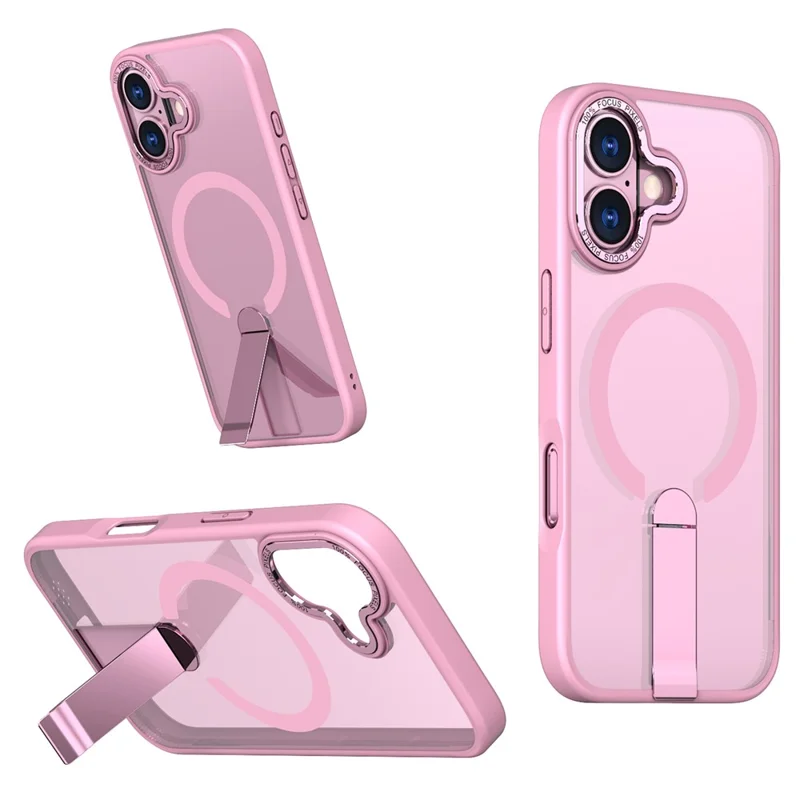 Til iPhone 17 Case Kompatibel med MagSafe Ståstand TPU + Akryl Telefonbeskyttelse - Pink