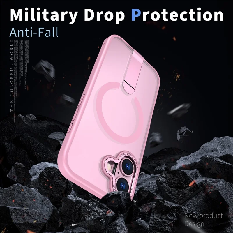 Til iPhone 17 Case Kompatibel med MagSafe Ståstand TPU + Akryl Telefonbeskyttelse - Pink