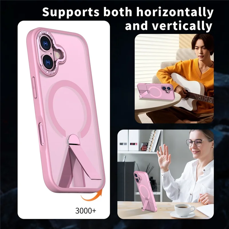 Til iPhone 17 Case Kompatibel med MagSafe Ståstand TPU + Akryl Telefonbeskyttelse - Pink