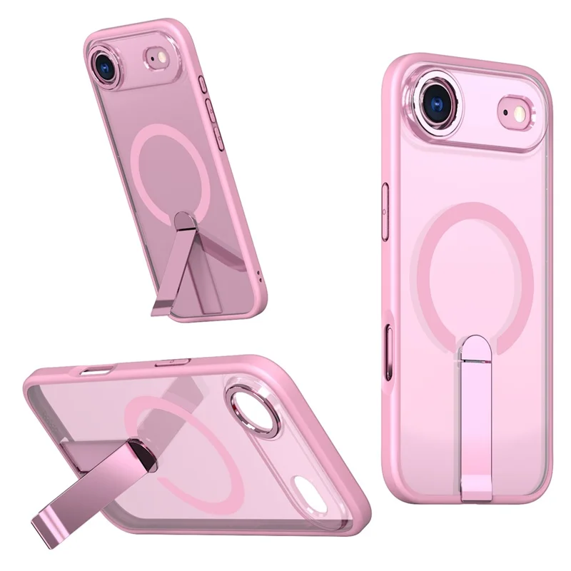 For iPhone Air Case Compatible with MagSafe Kickstand TPU + Acrylic Phone Cover - Pink
