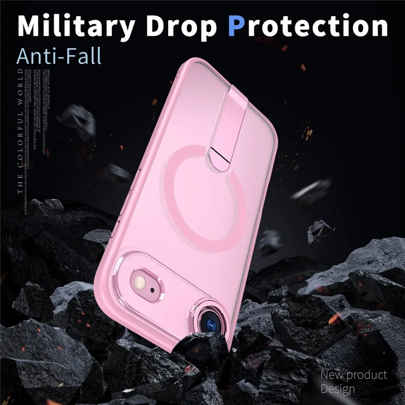 For iPhone Air Case Compatible with MagSafe Kickstand TPU + Acrylic Phone Cover - Pink