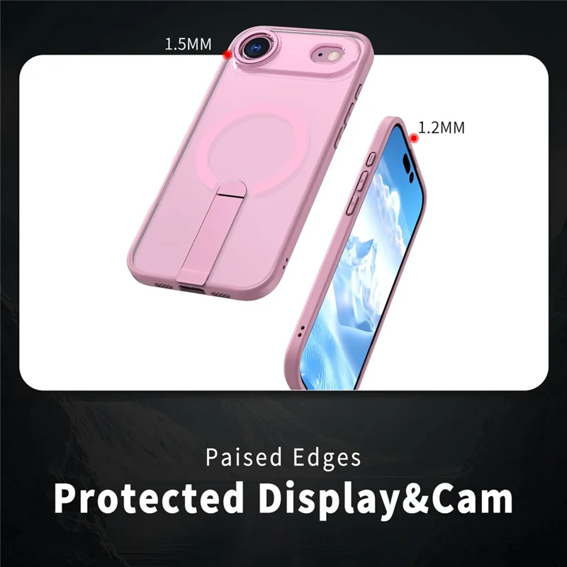 For iPhone Air Case Compatible with MagSafe Kickstand TPU + Acrylic Phone Cover - Pink