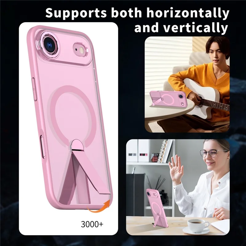 For iPhone Air Case Compatible with MagSafe Kickstand TPU + Acrylic Phone Cover - Pink
