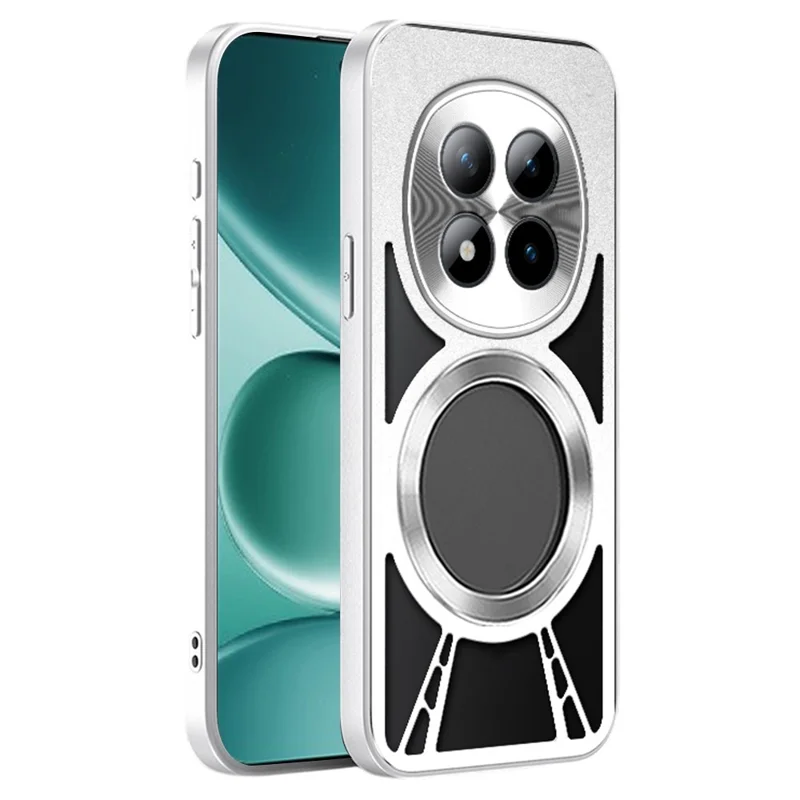 For Xiaomi Poco M8 5G / Redmi Note 15 5G (Global) / 15 4G (Global) Magnetic Case Hollow Heat Dissipation Silicone + PC + Metal Bumper Phone Cover - Silver