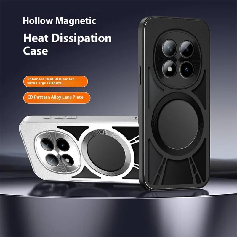 For Xiaomi Poco M8 5G / Redmi Note 15 5G (Global) / 15 4G (Global) Magnetic Case Hollow Heat Dissipation Silicone + PC + Metal Bumper Phone Cover - Silver