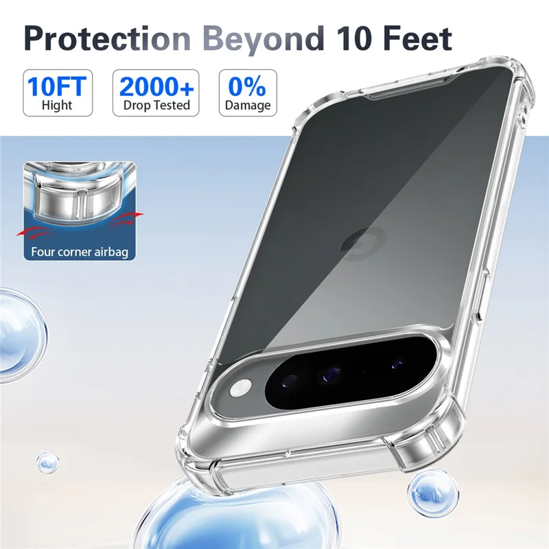 Capa Transparente para Google Pixel 10 Pro / 10 / 9 Pro / 9 Cobertura de Telefone de PC TPU com Proteção de Canto de Airbag