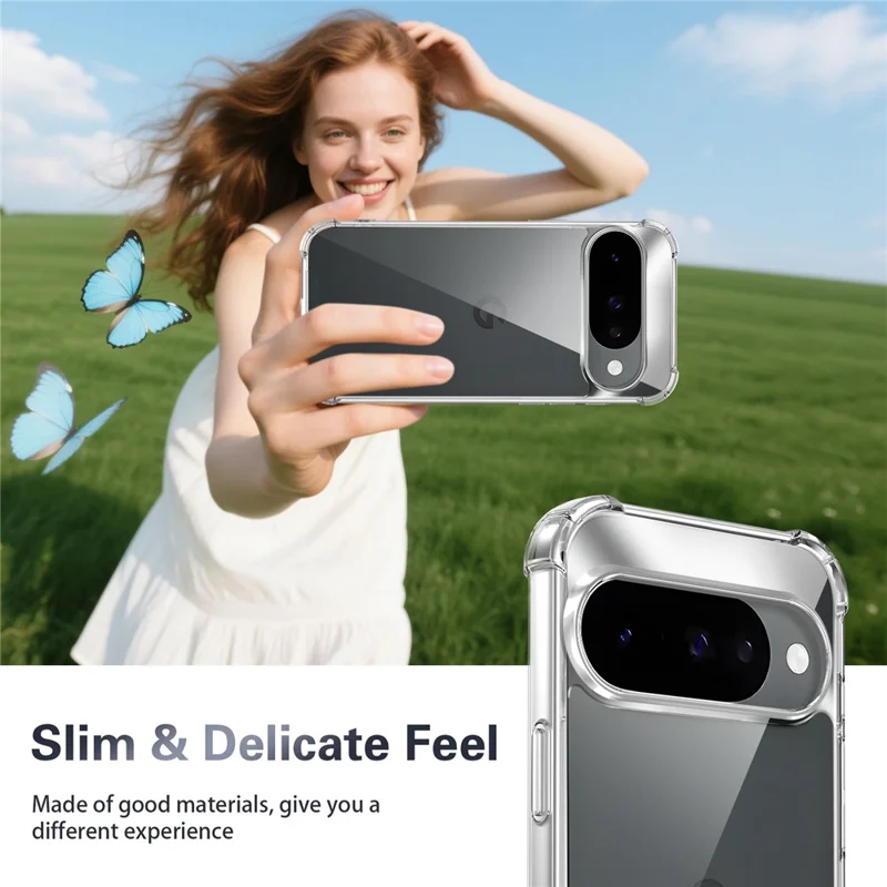 Capa Transparente para Google Pixel 10 Pro / 10 / 9 Pro / 9 Cobertura de Telefone de PC TPU com Proteção de Canto de Airbag