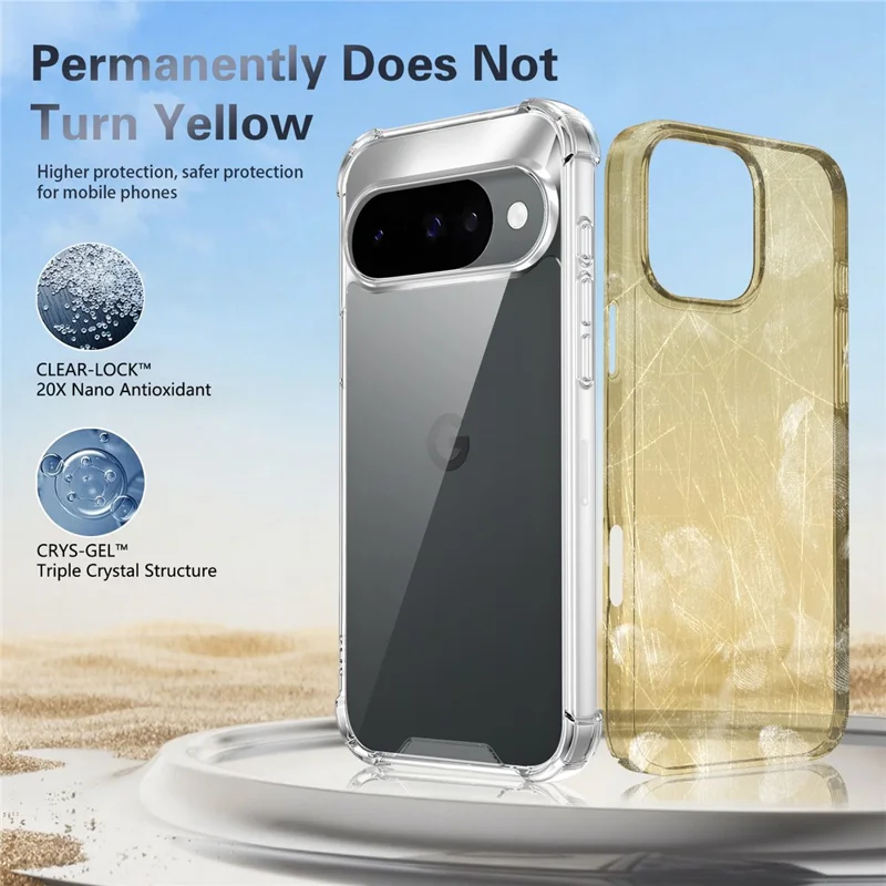 Capa Transparente para Google Pixel 10 Pro / 10 / 9 Pro / 9 Cobertura de Telefone de PC TPU com Proteção de Canto de Airbag