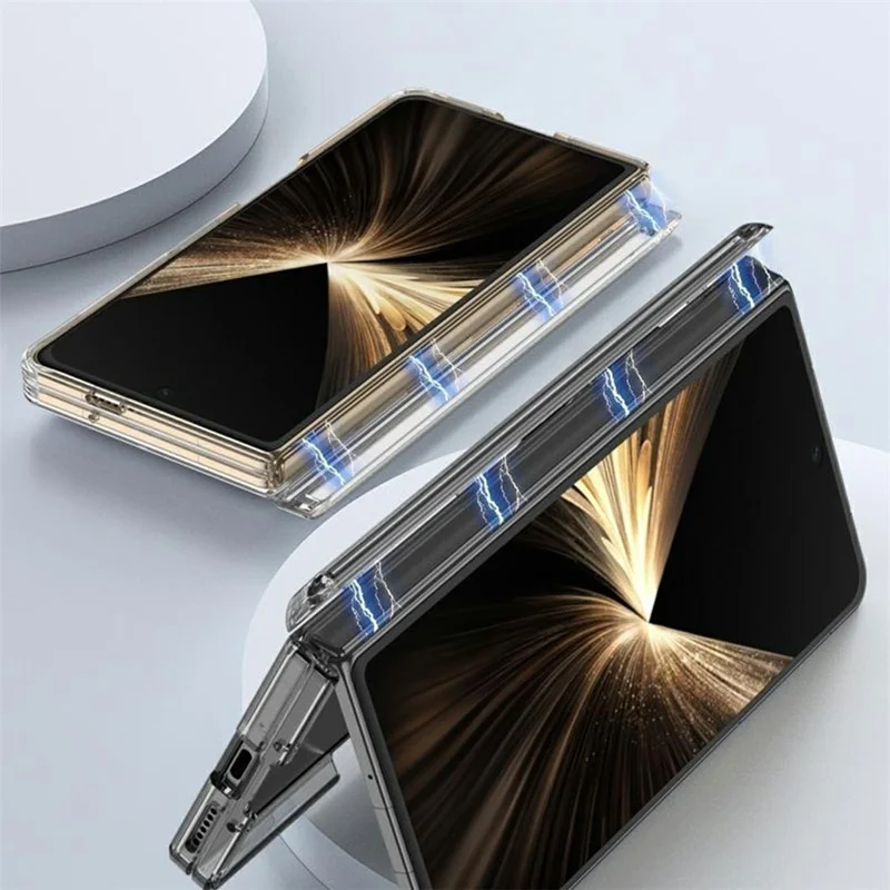 GKK For Honor Magic V5 5G Magnetic Case Hinge Protection Clear TPU Phone Cover - Transparent