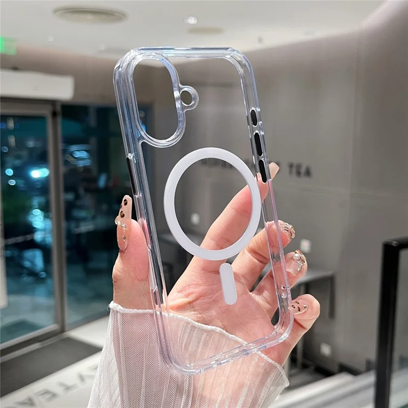 For iPhone 17 Magnetic Clear Case PC +TPU Hybrid Phone Cover Compatible with MagSafe