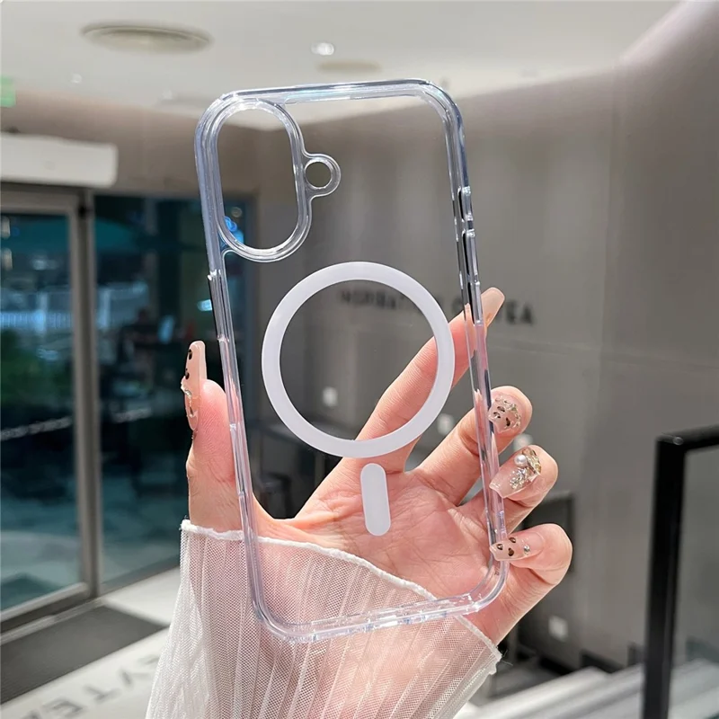 For iPhone 17 Magnetic Clear Case PC +TPU Hybrid Phone Cover Compatible with MagSafe