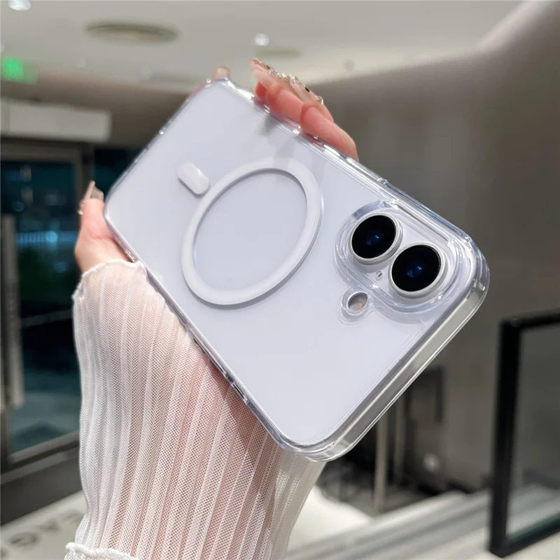 For iPhone 17 Magnetic Clear Case PC +TPU Hybrid Phone Cover Compatible with MagSafe