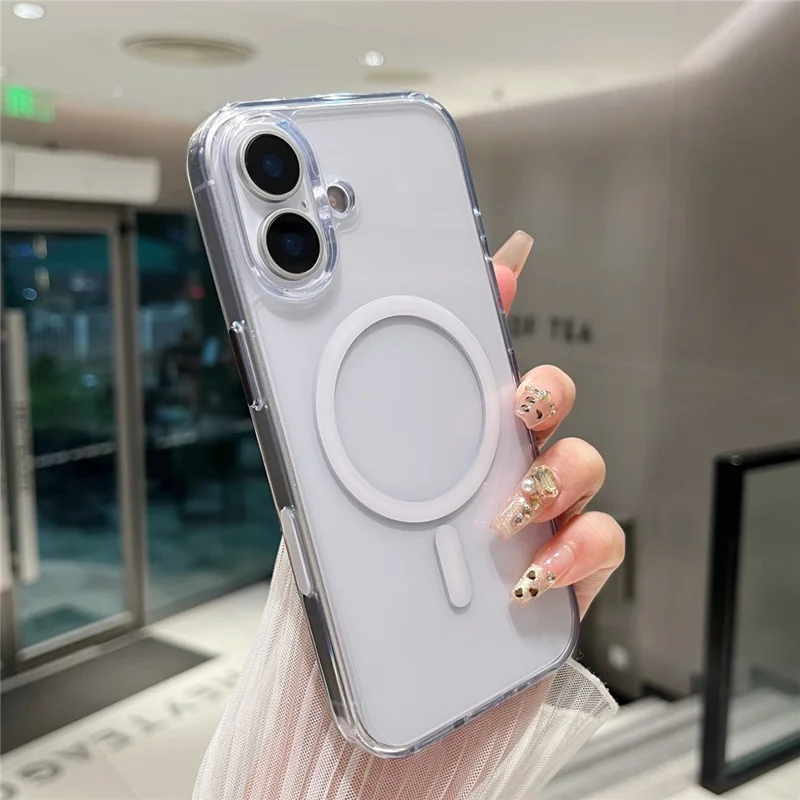 For iPhone 17 Magnetic Clear Case PC +TPU Hybrid Phone Cover Compatible with MagSafe