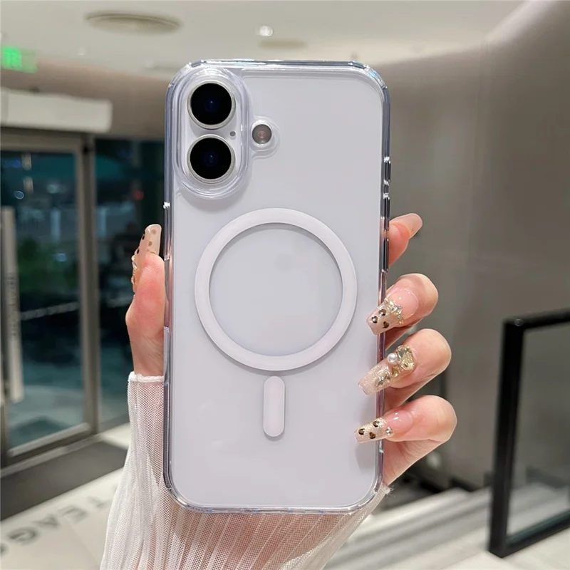 For iPhone 17 Magnetic Clear Case PC +TPU Hybrid Phone Cover Compatible with MagSafe