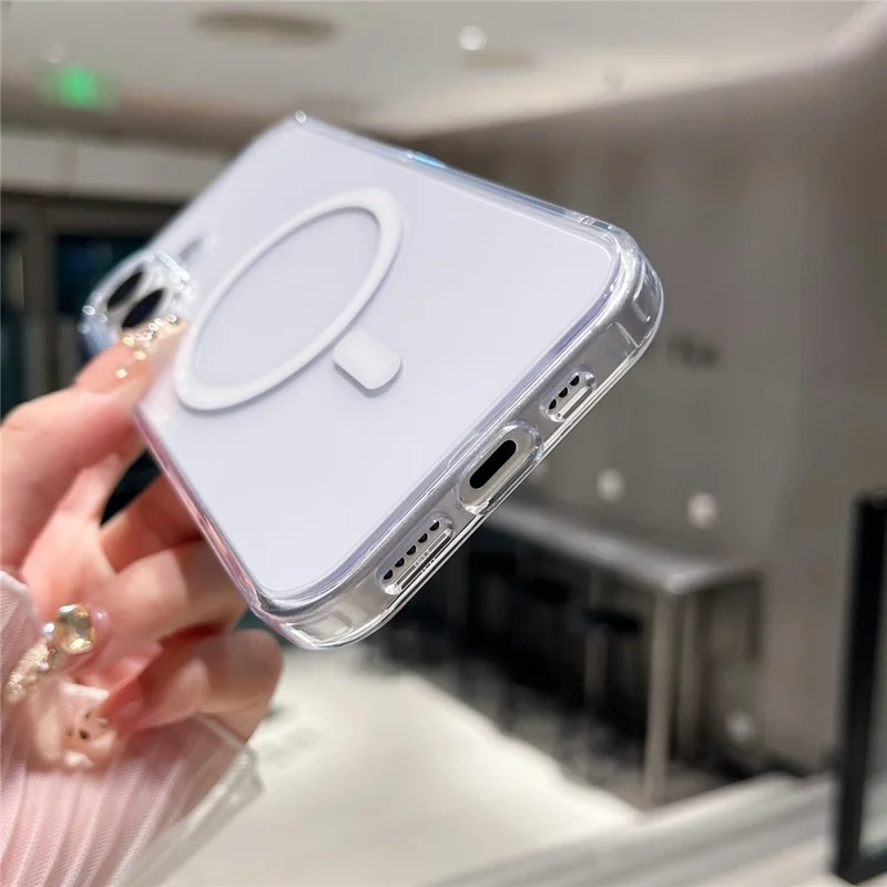 For iPhone 17 Magnetic Clear Case PC +TPU Hybrid Phone Cover Compatible with MagSafe