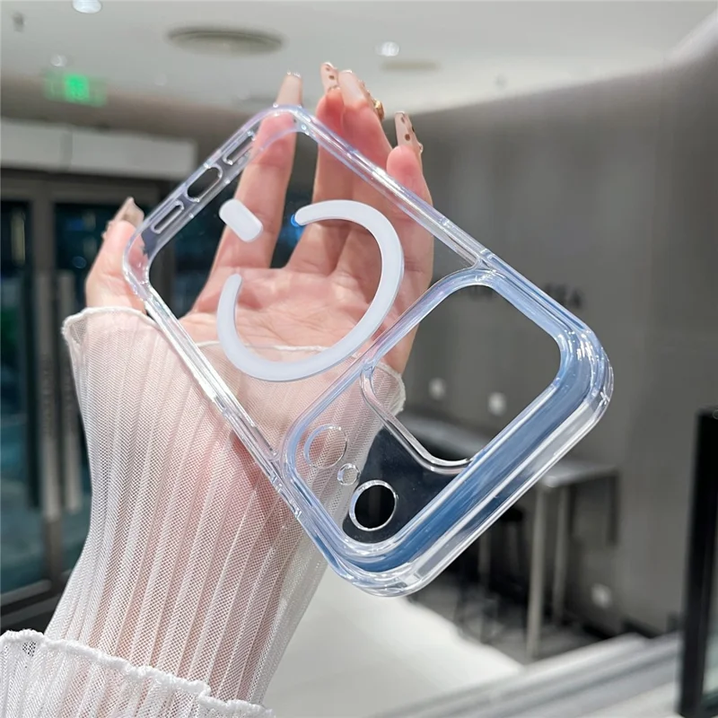 For iPhone 17 Pro Magnetic Clear Case PC +TPU Hybrid Phone Cover Compatible with MagSafe