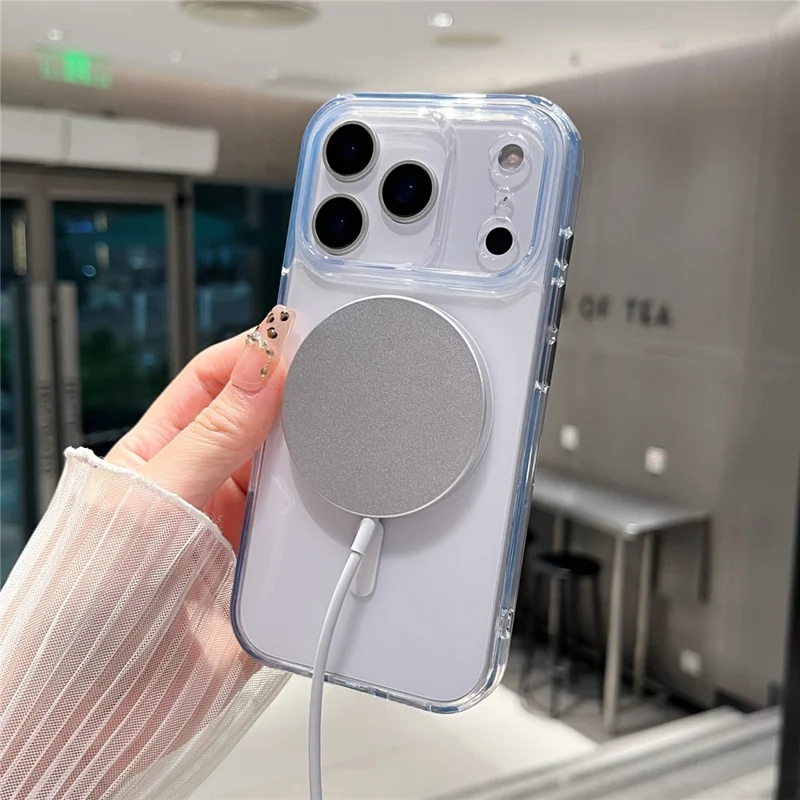 For iPhone 17 Pro Magnetic Clear Case PC +TPU Hybrid Phone Cover Compatible with MagSafe