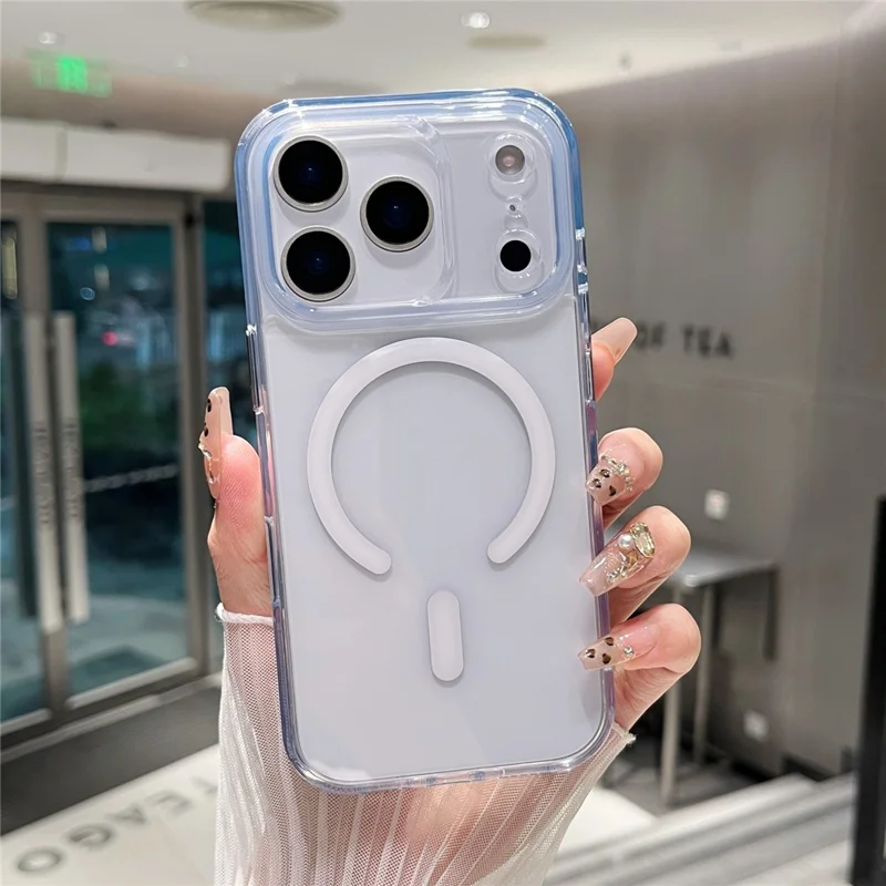 For iPhone 17 Pro Magnetic Clear Case PC +TPU Hybrid Phone Cover Compatible with MagSafe