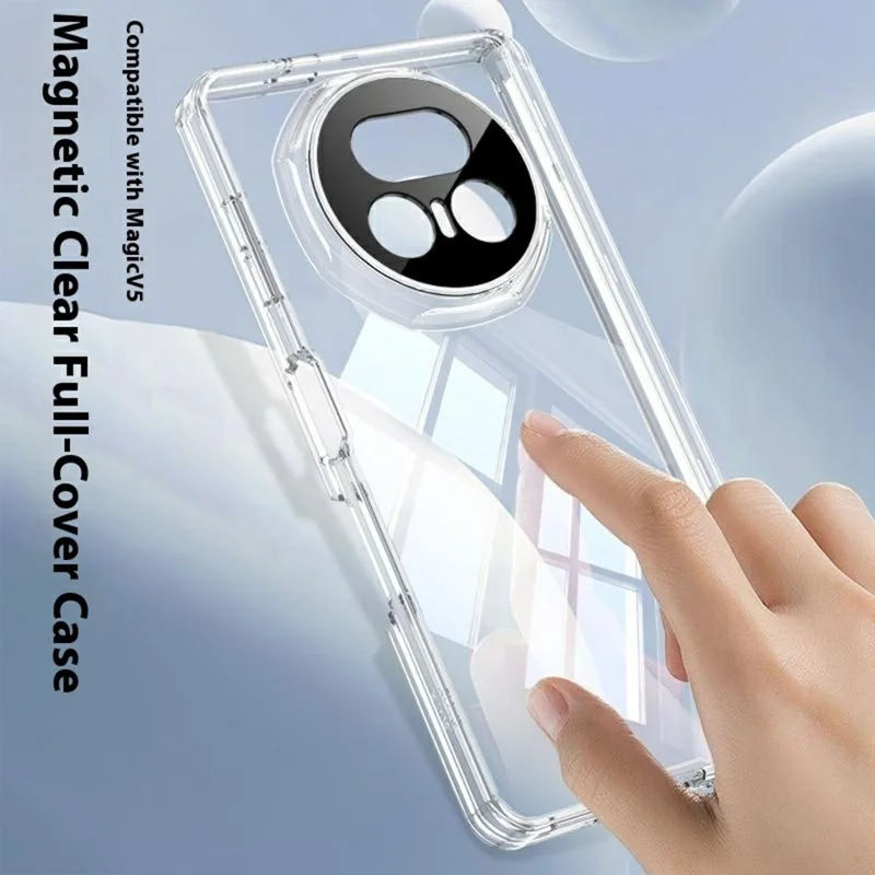 GKK For Honor Magic V5 5G Case Magnetic Hinge Design Clear TPU Phone Cover - Transparent