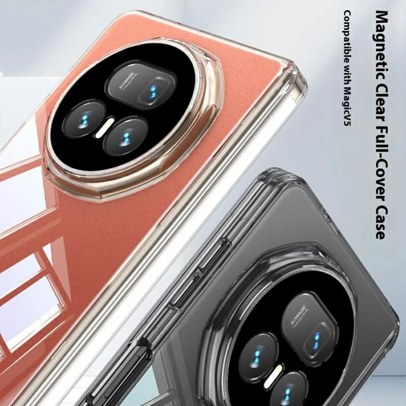 GKK For Honor Magic V5 5G Case Magnetic Hinge Design Clear TPU Phone Cover - Transparent