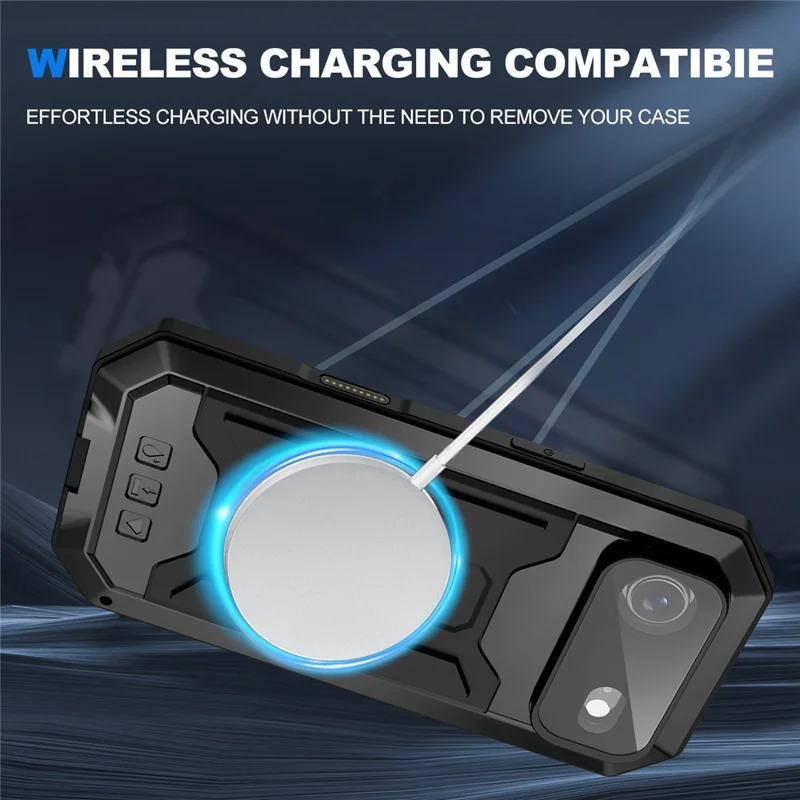 R-JUST For iPhone Air Case PC + Silicone + Metal Back Cover with Tempered Glass Film - Black