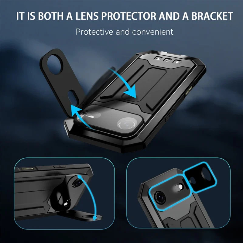 R-JUST For iPhone Air Case PC + Silicone + Metal Back Cover with Tempered Glass Film - Black