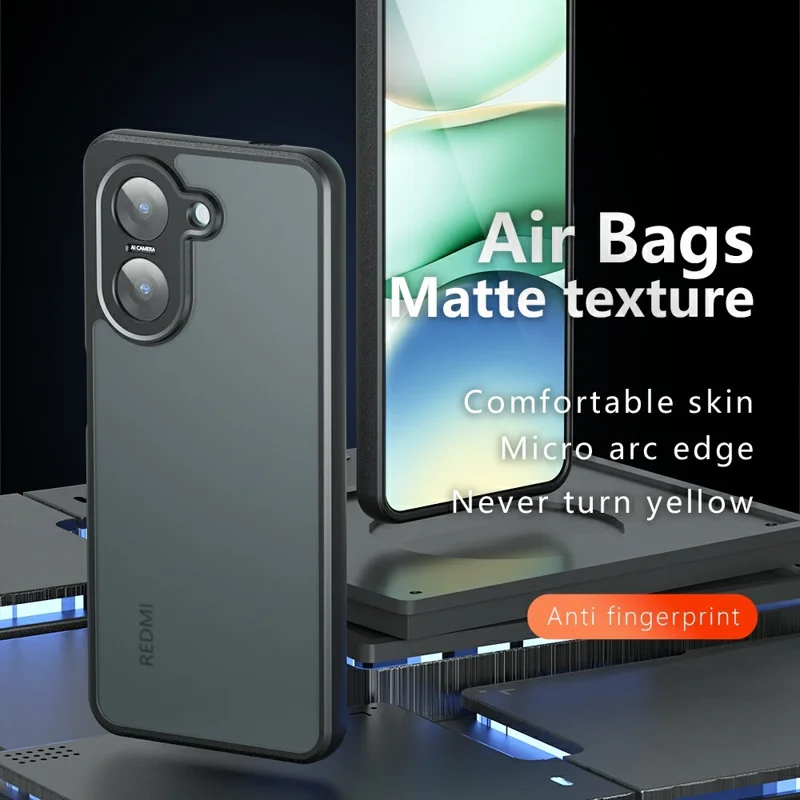 For Xiaomi Redmi A5 4G (171.7mm)  /  Poco C71 4G Case Skin-Touch TPU + PC Matte Phone Shell, Transparent Black