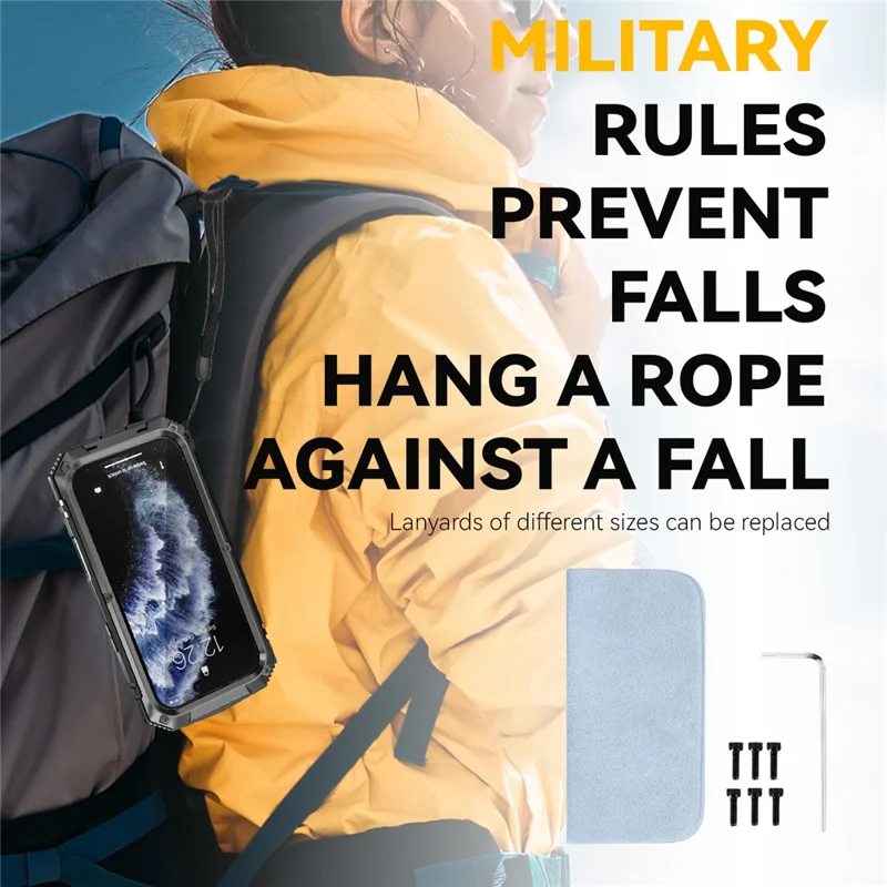 R-JUST For iPhone Air Case PC + Silicone + Metal Kickstand Phone Cover with Tempered Glass Film - Black