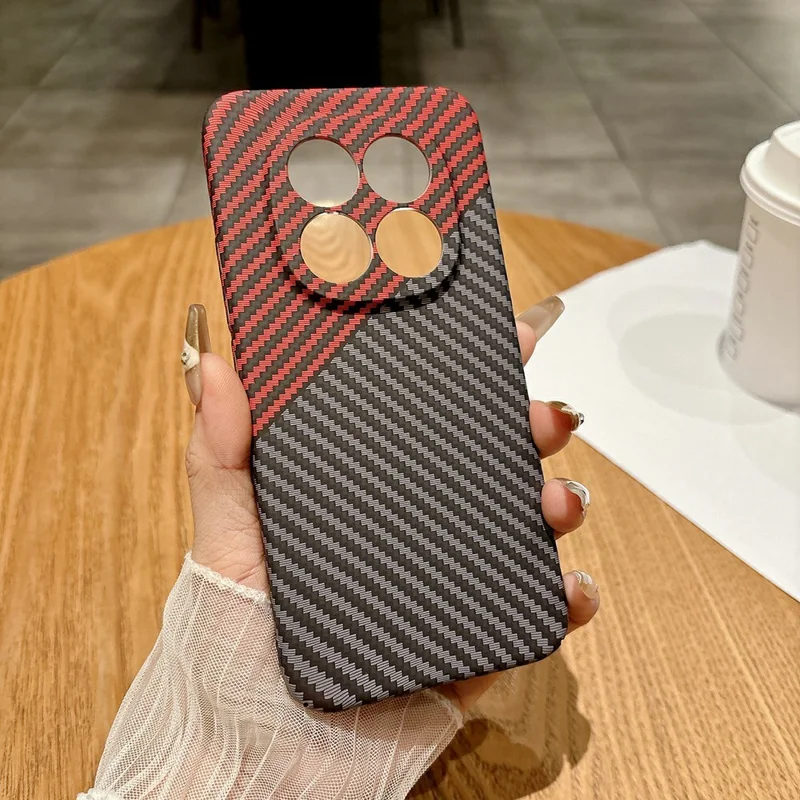 For Xiaomi Redmi Note 15 5G (Global) Case Hard PC Phone Cover Carbon Fiber Texture Drop Proof - Black  /  Red