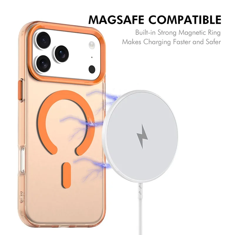 ENKAY HAT PRINCE For iPhone 17 Pro Max Magnetic Case with 9H Screen Protector Clear PC Phone Cover - Orange