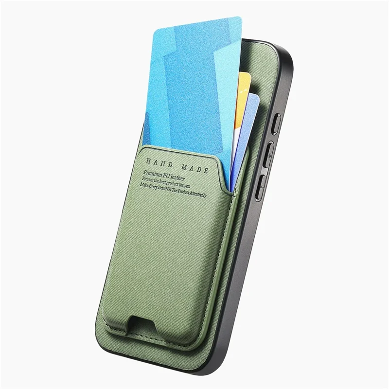 For iPhone 17 Pro Max Case Cloth Texture Leather + PC + TPU Phone Cover with Card Holder Kickstand - Green