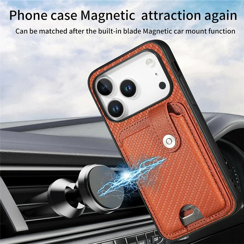 For iPhone 17 Pro Max Case Card Slots Kickstand Phone Back Cover with Card Tool - Black