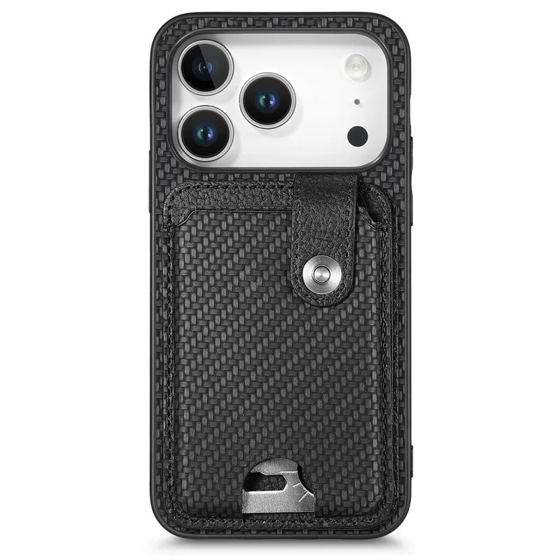 For iPhone 17 Pro Max Case Card Slots Kickstand Phone Back Cover with Card Tool - Black