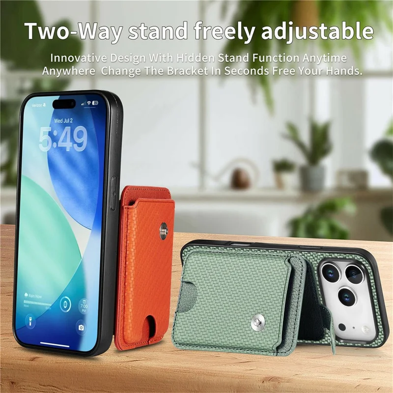 For iPhone 17 Pro Max Case Card Slots Kickstand Phone Back Cover with Card Tool - Black