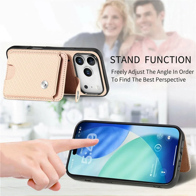 For iPhone 17 Pro Max Case Card Slots Kickstand Phone Back Cover with Card Tool - Black