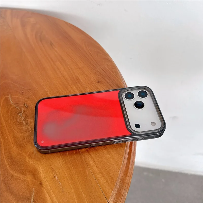 For iPhone 17 Pro Max Case Glow in the Dark Liquid Quicksand PC + TPU Phone Cover - Red