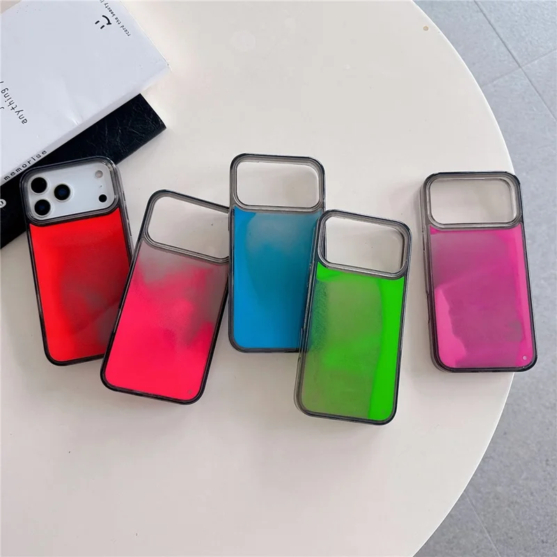 For iPhone 17 Pro Max Case Glow in the Dark Liquid Quicksand PC + TPU Phone Cover - Red