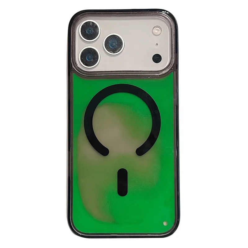 For iPhone 17 Pro Max Case Compatible with MagSafe Liquid Quicksand PC + TPU Luminous Phone Cover - Green