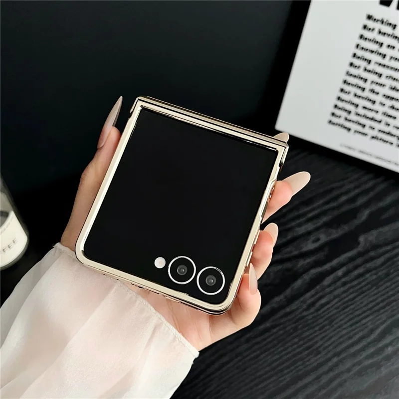 For Samsung Galaxy Z Flip7 5G Magnetic Case Leather + PC Electroplated Folding Phone Cover - Wine Red