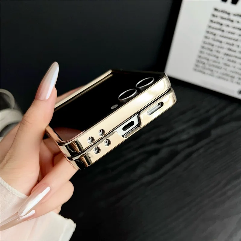 For Samsung Galaxy Z Flip7 5G Magnetic Case Leather + PC Electroplated Folding Phone Cover - Wine Red