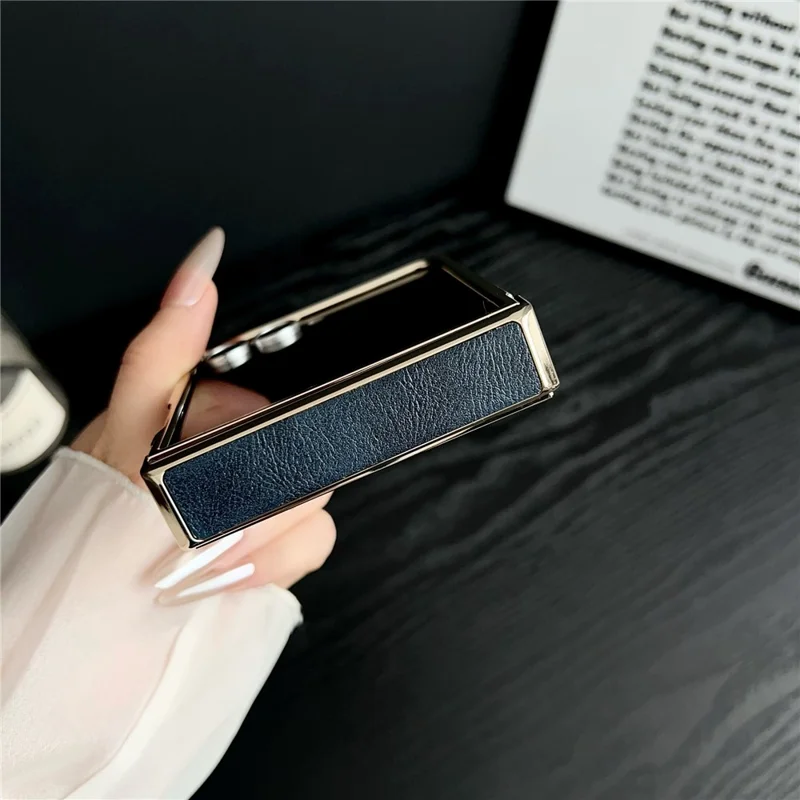 For Samsung Galaxy Z Flip7 5G Magnetic Case Leather + PC Electroplated Folding Phone Cover - Wine Red