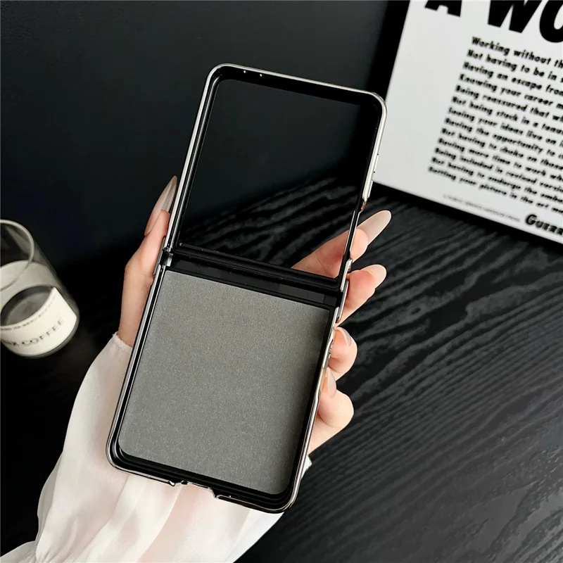 For Samsung Galaxy Z Flip7 5G Magnetic Case Leather + PC Electroplated Folding Phone Cover - Wine Red