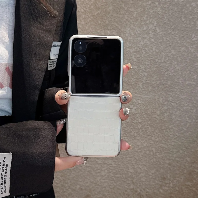 Til Xiaomi Mix Flip 2 Case Krokodillæderstruktur PU-læder + PC telefonbeskyttelse Perle håndloe - Rød